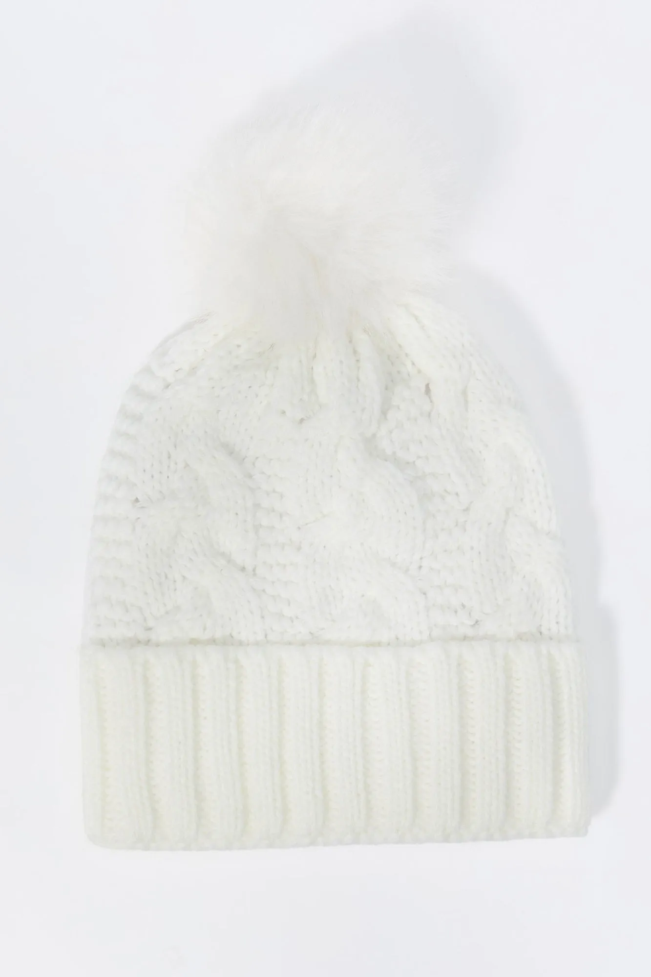 Cable Knit Beanie with Pom Pom sold by Urban Planet product image thumbnail 4