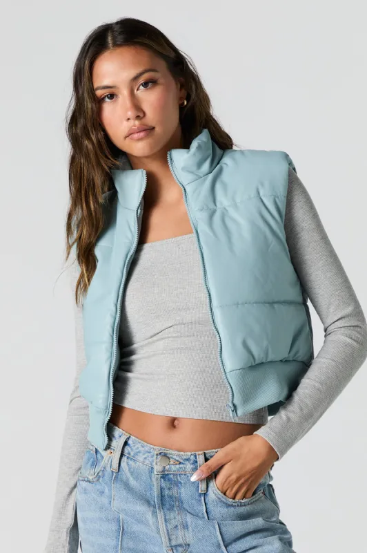 Faux Leather Quilted Puffer Vest sold by Urban Planet