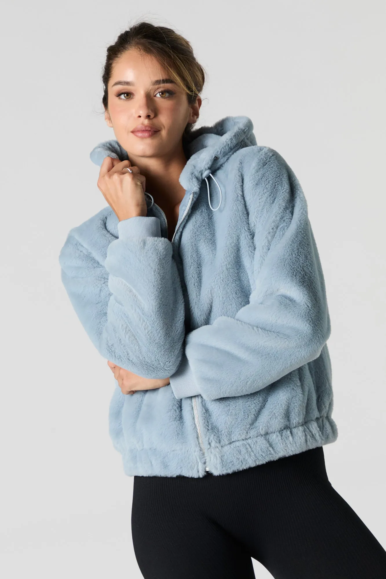 Faux Fur Zip-Up Jacket sold by Urban Planet