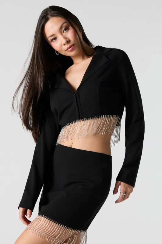 Rhinestone Trim Cropped Blazer sold by Urban Planet