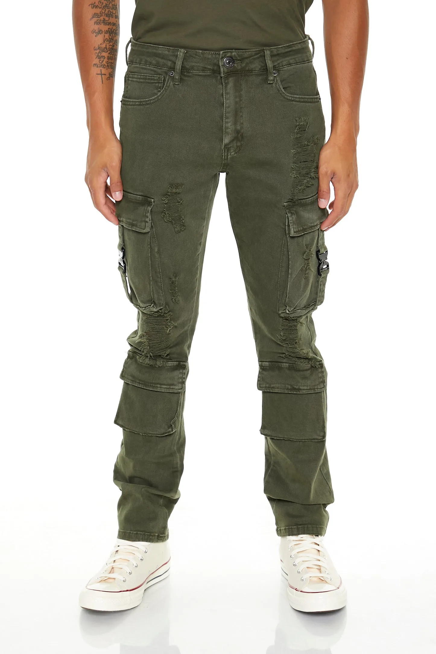 Distressed Utility Cargo Jean sold by Urban Planet