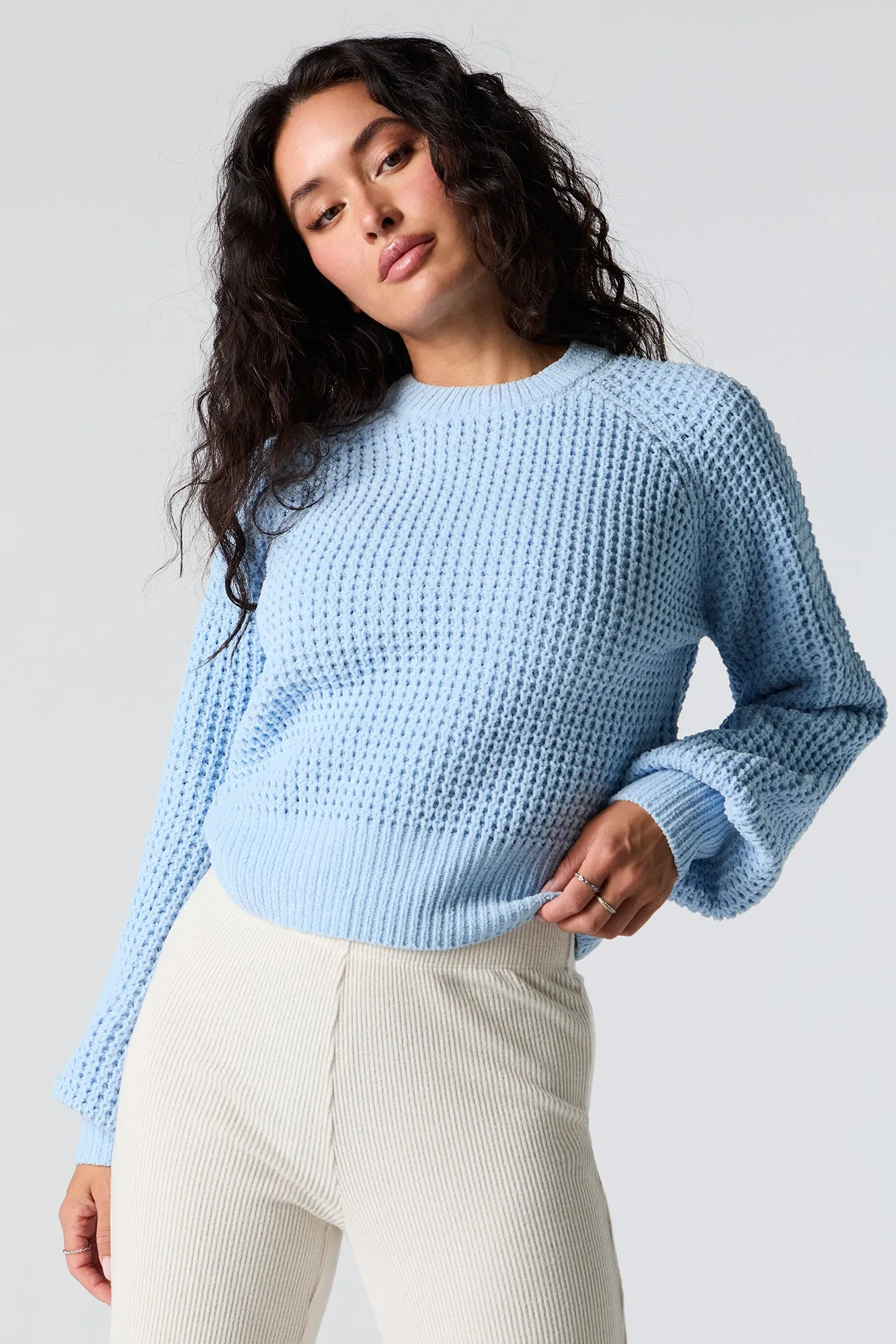Waffle Knit Cropped Sweater sold by Urban Planet product image thumbnail 4