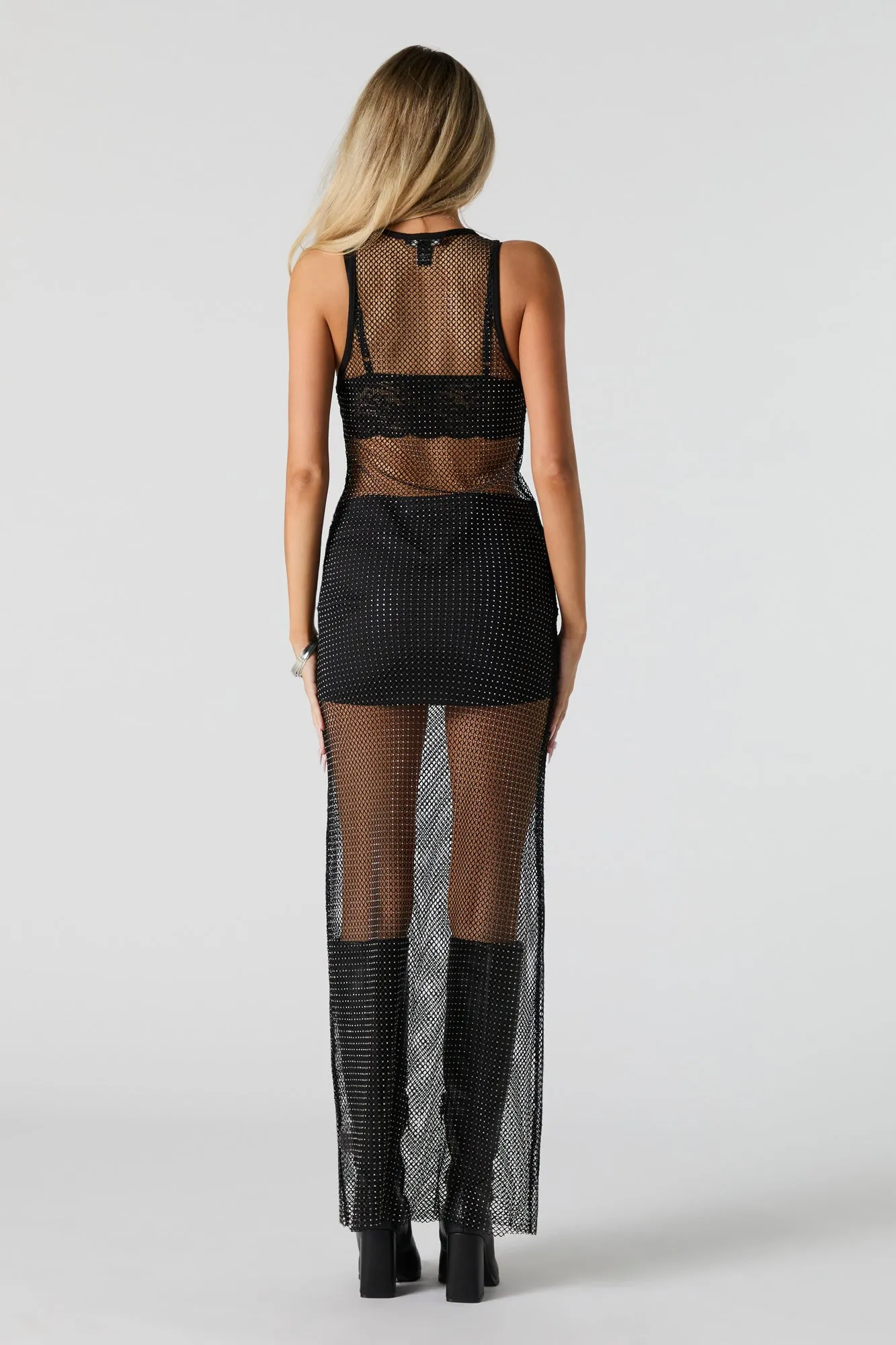 Robe maxi en filet avec pierres du Rhin sold by Urban Planet product image thumbnail 3