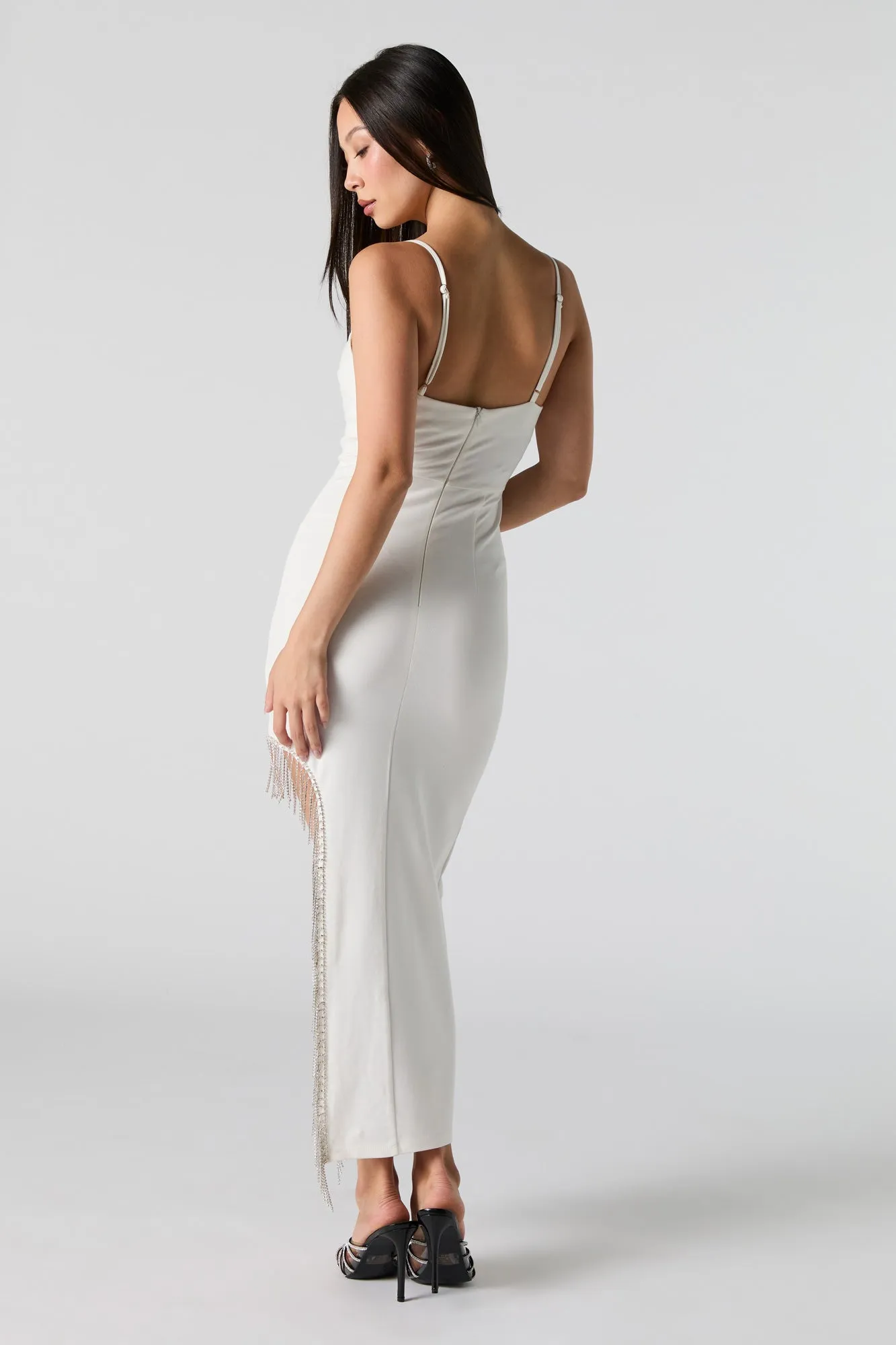 Robe midi asymétrique avec franges et pierres du Rhin sold by Urban Planet product image thumbnail 3