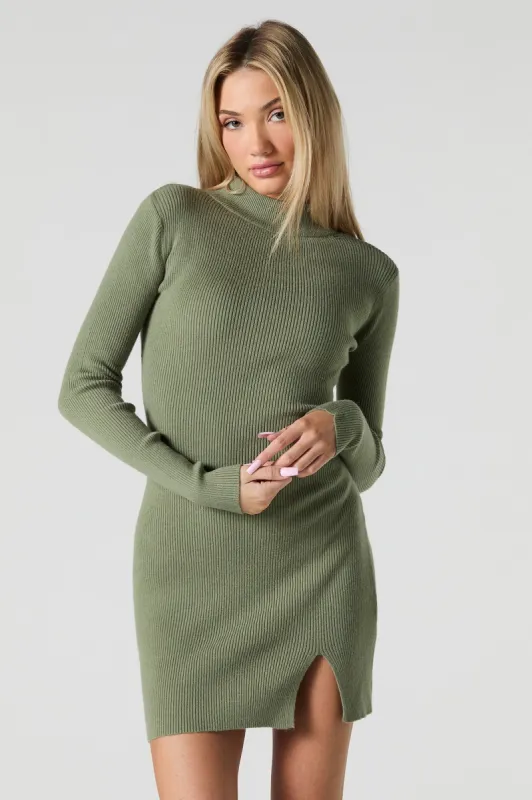 Ribbed Knit Mock Neck Mini Sweater Dress sold by Urban Planet