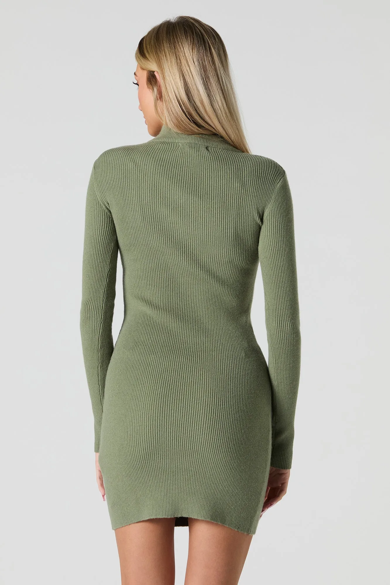 Ribbed Knit Mock Neck Mini Sweater Dress sold by Urban Planet product image thumbnail 2
