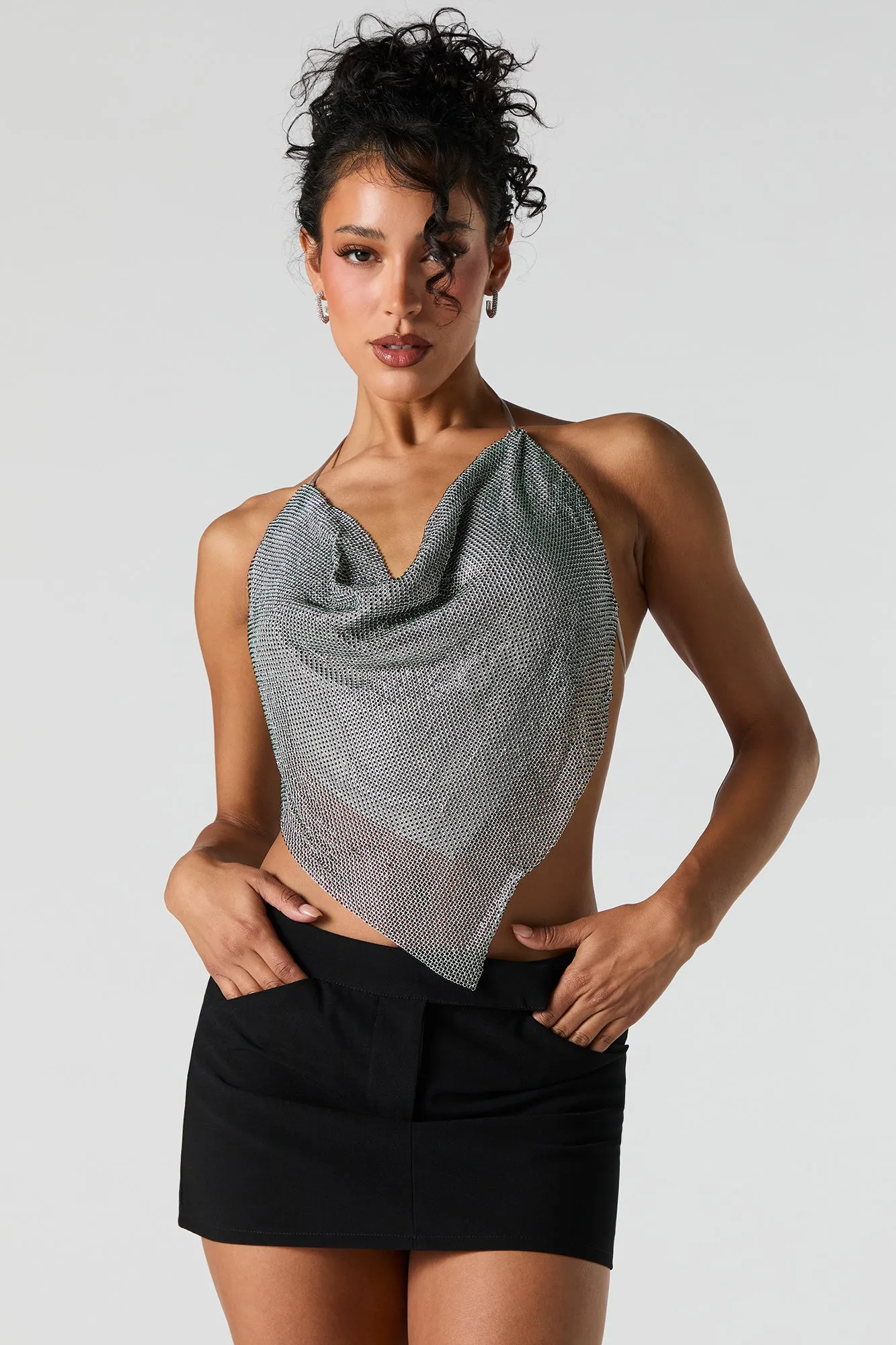 Metal Rhinestone Cowl Neck Top sold by Urban Planet product image thumbnail 5
