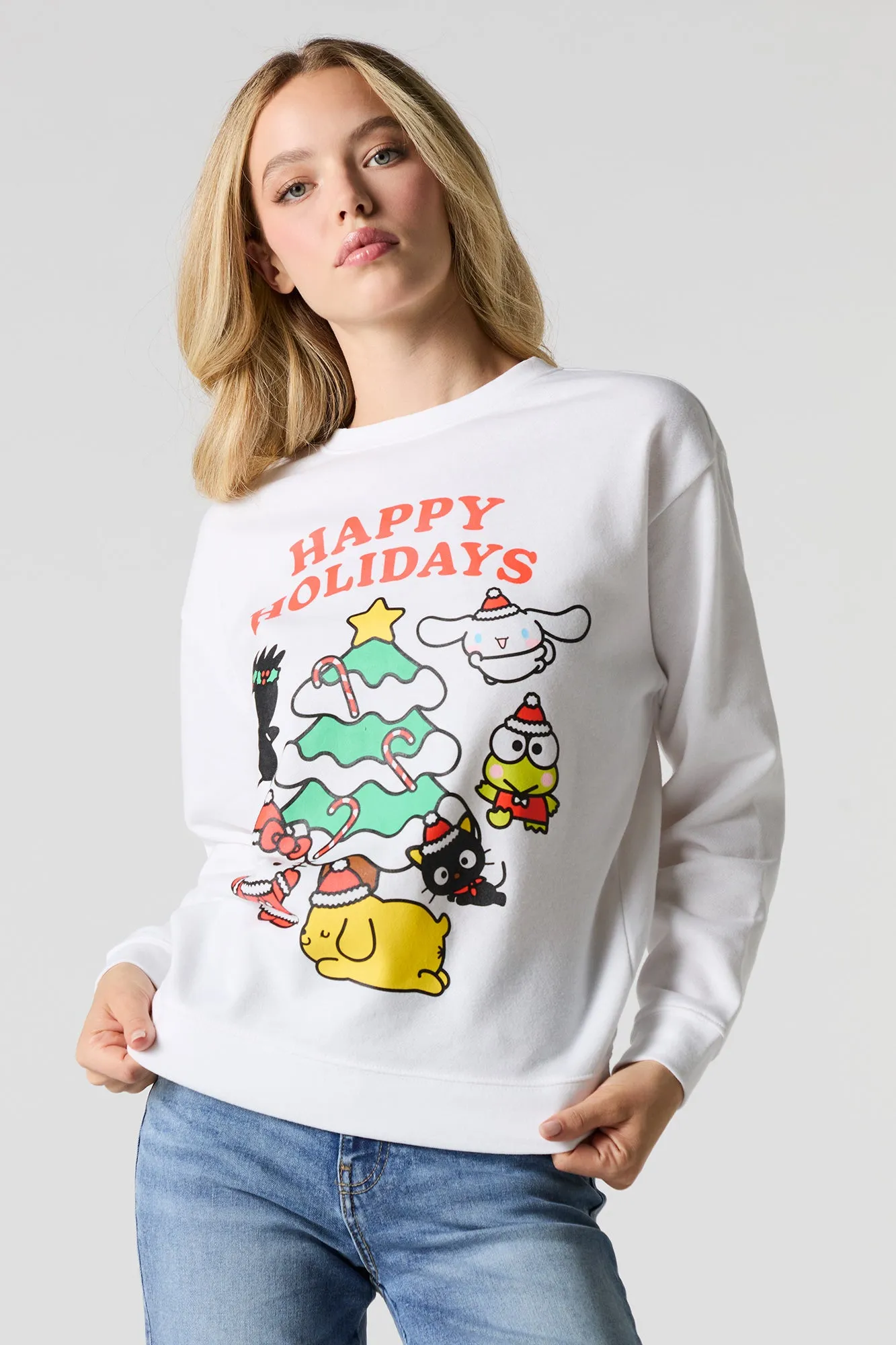 Chandail de Noël en molleton à imprimé Happy Holidays Hello Kitty sold by Urban Planet