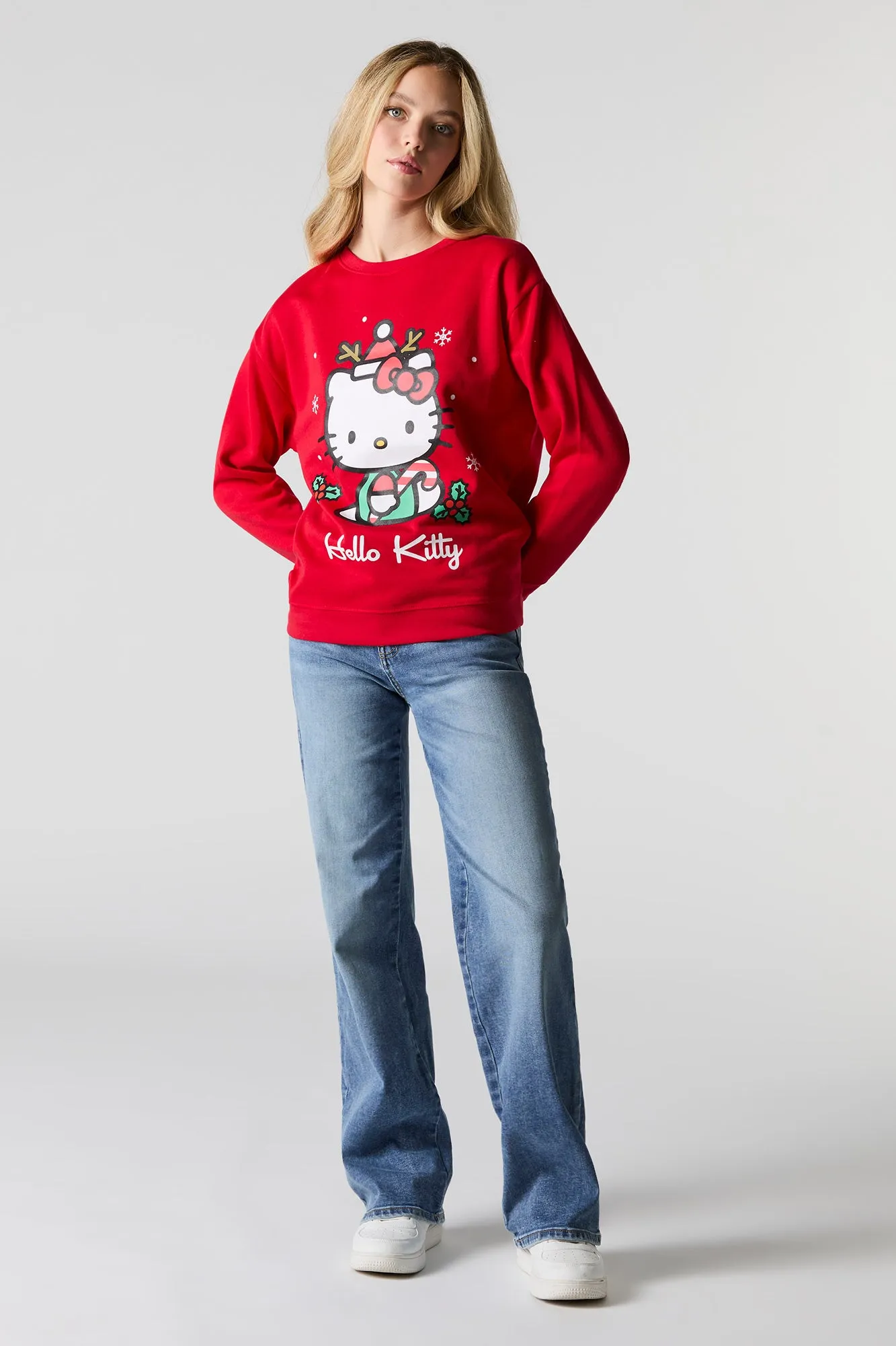 Reindeer Hello Kitty Graphic Fleece Christmas Sweatshirt sold by Urban Planet product image thumbnail 3