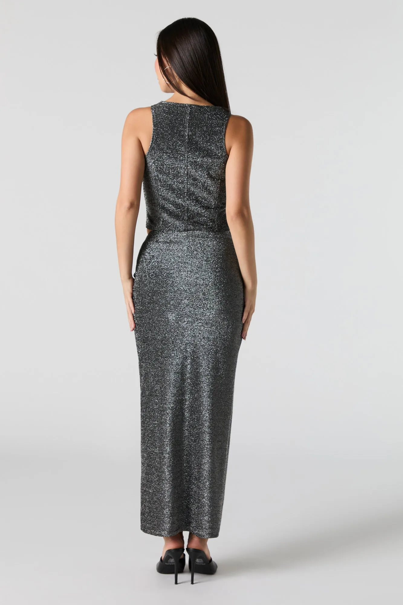 Jupe maxi ruchée scintillante avec fente sold by Urban Planet product image thumbnail 3