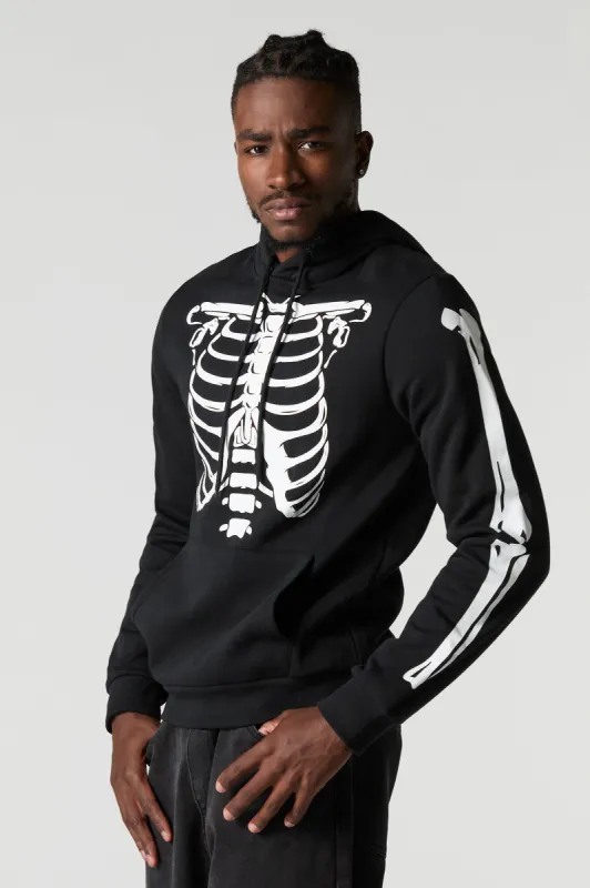 Skeleton Print Fleece Hoodie sold by Urban Planet