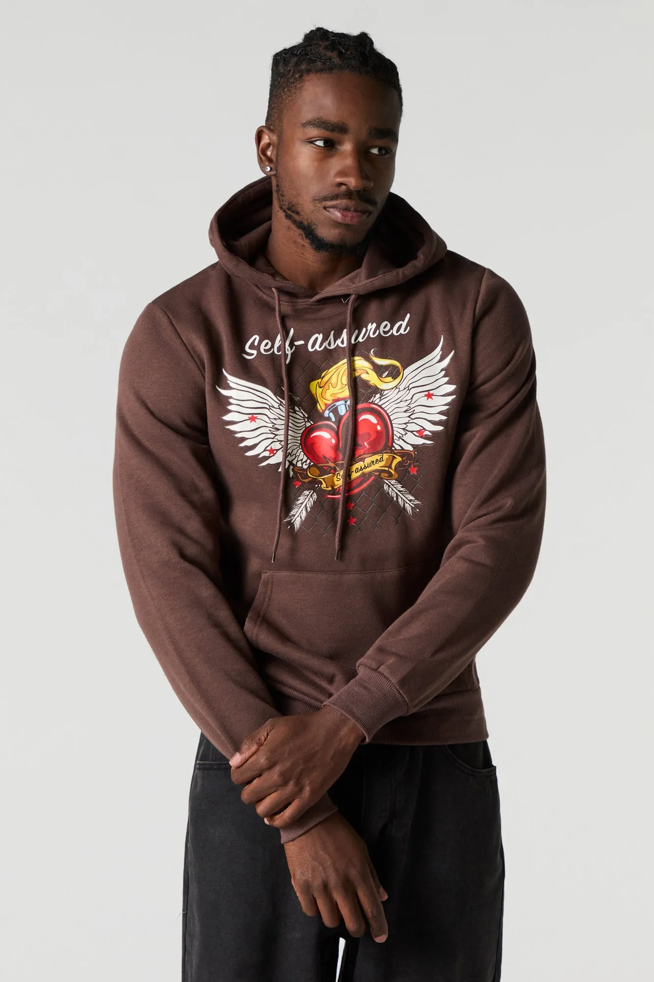 Self Assured Graphic Fleece Hoodie sold by Urban Planet