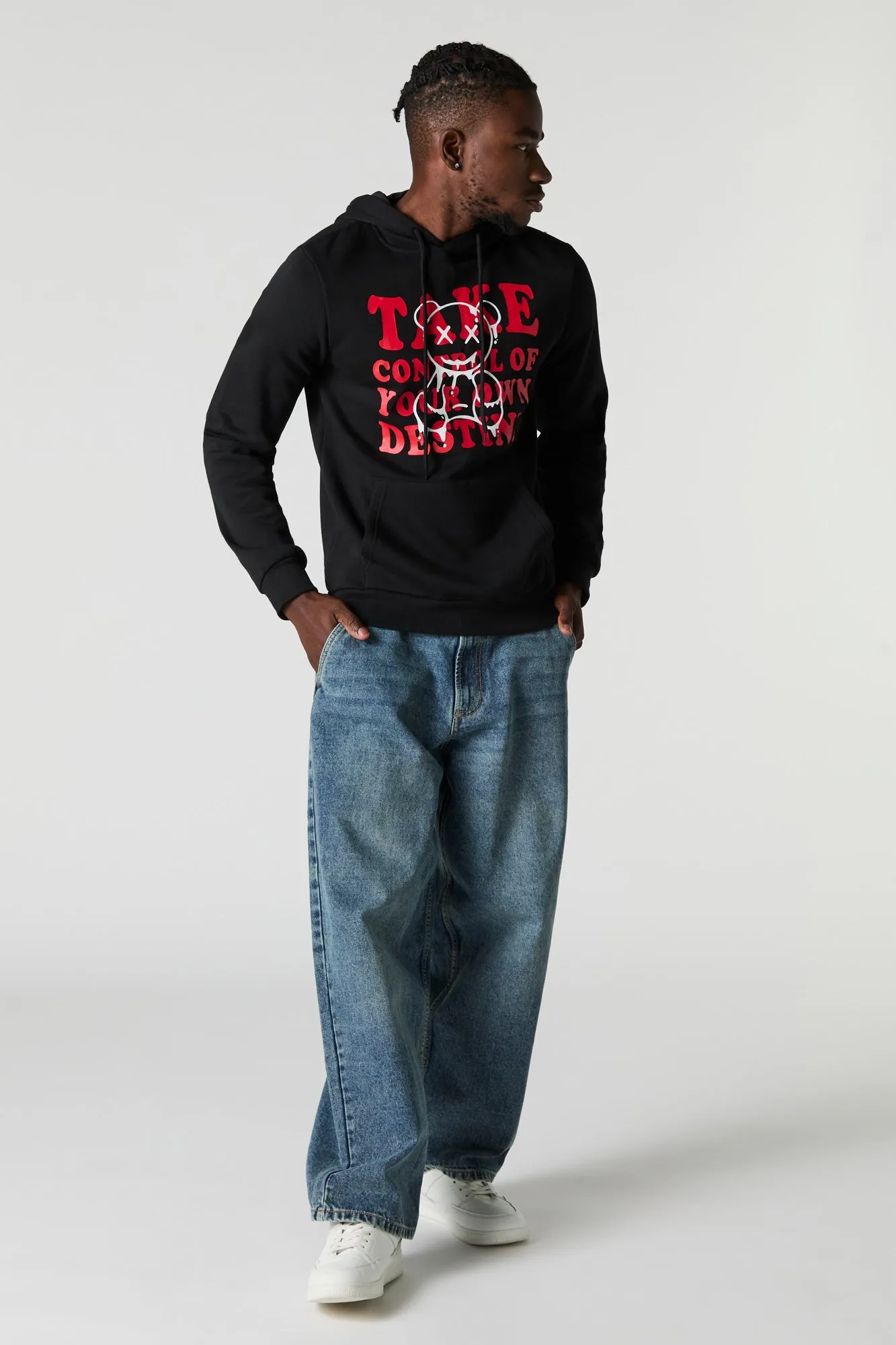 Haut à capuchon en molleton à imprimé Take Control sold by Urban Planet product image thumbnail 3