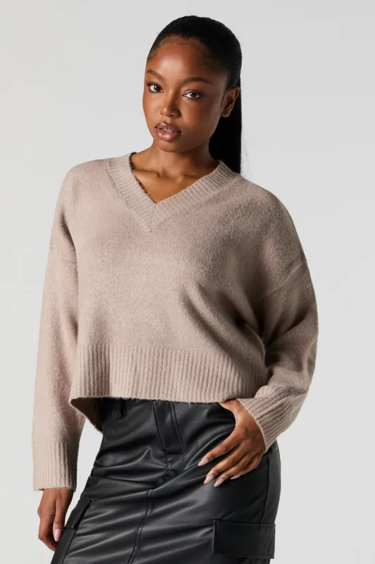 Mossy Knit V-Neck Sweater sold by Urban Planet
