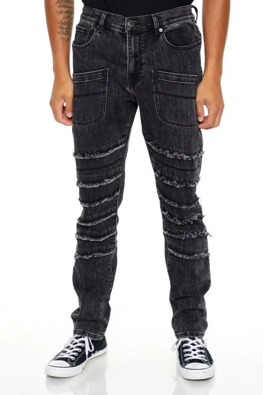 Jean mi-taille mince avec franges sold by Urban Planet