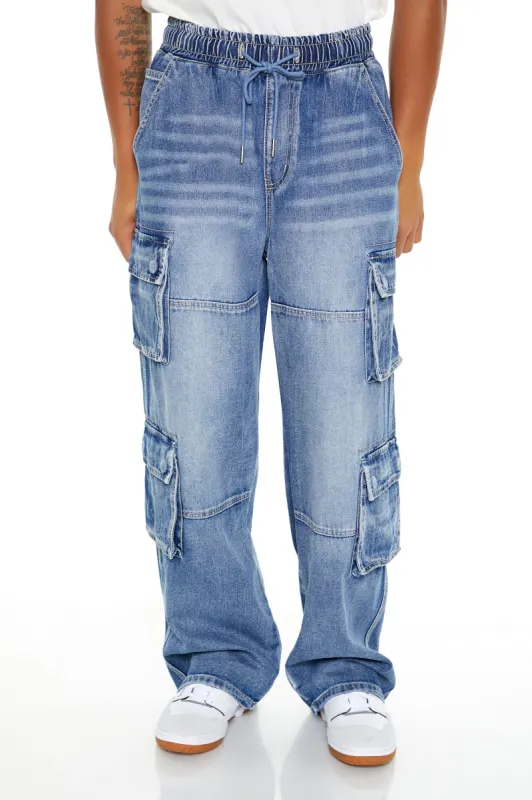 Jean cargo à jambe droite avec poches multiples et taille coulissante sold by Urban Planet