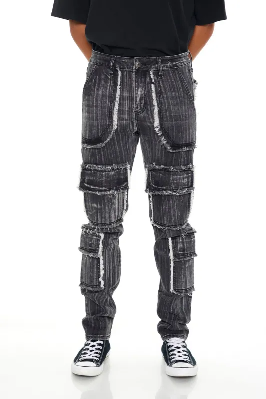 Jean cargo mince récupéré avec franges sold by Urban Planet