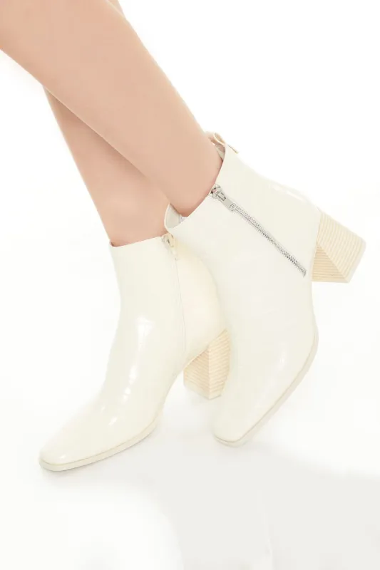 Faux Croc Square Toe Booties sold by Urban Planet