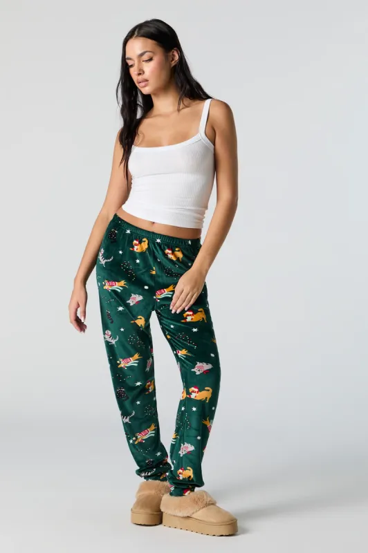 Velour Print Pajama Jogger sold by Urban Planet