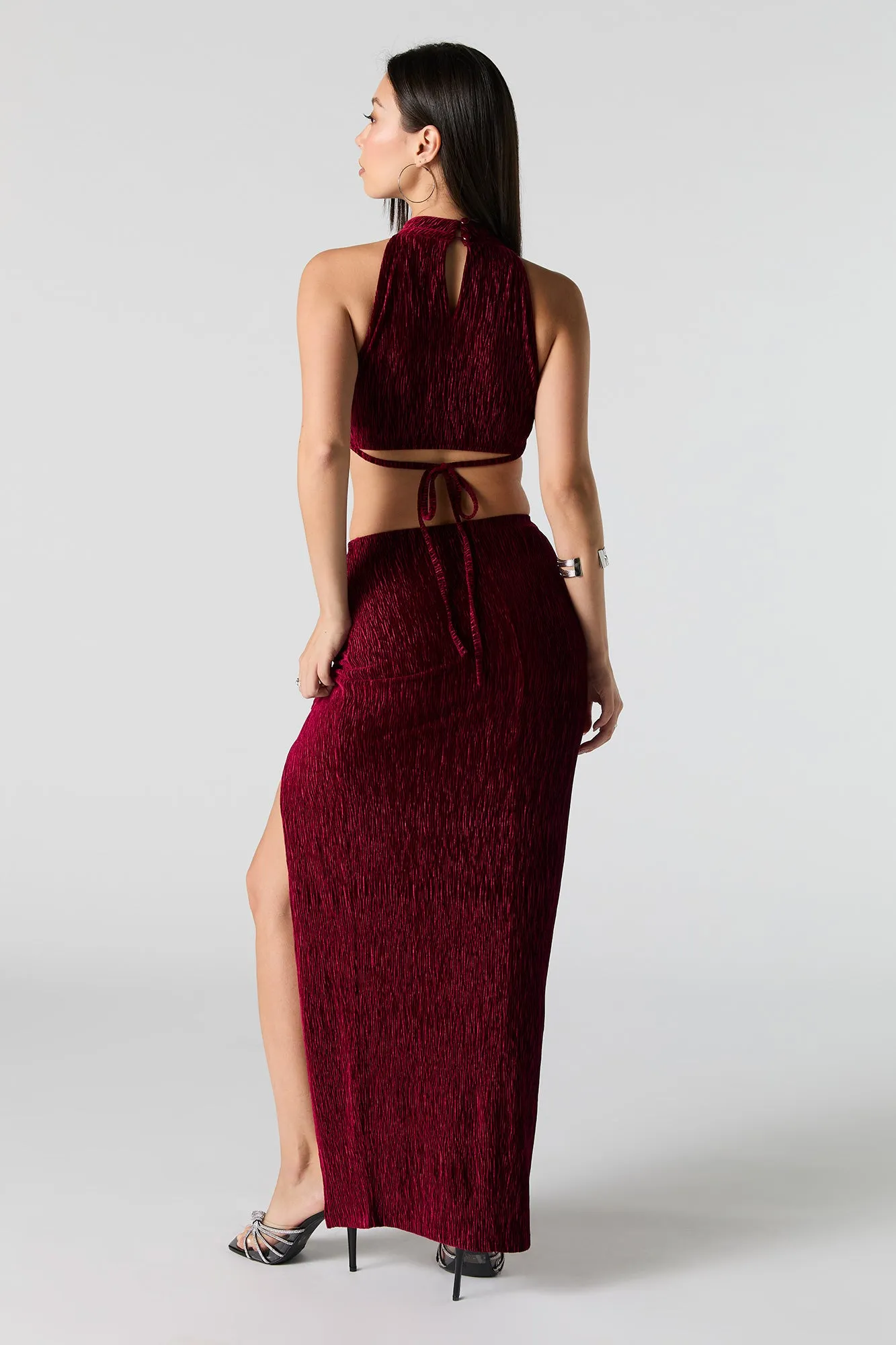 Textured Velvet Slit Maxi Skirt sold by Urban Planet product image thumbnail 3