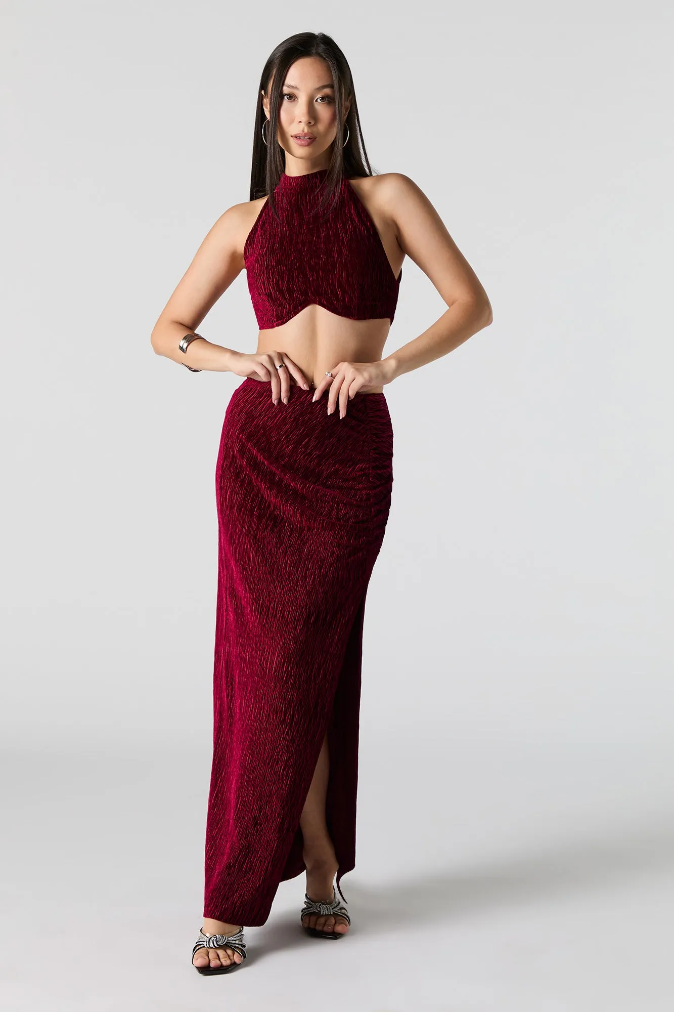 Jupe maxi en velours texturé avec fente sold by Urban Planet product image thumbnail 4