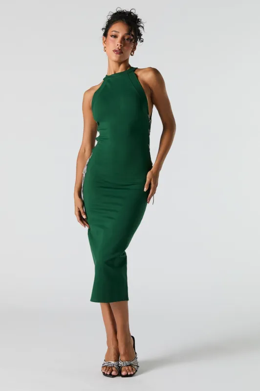 Rhinestone Lace Up Halter Midi Dress sold by Urban Planet