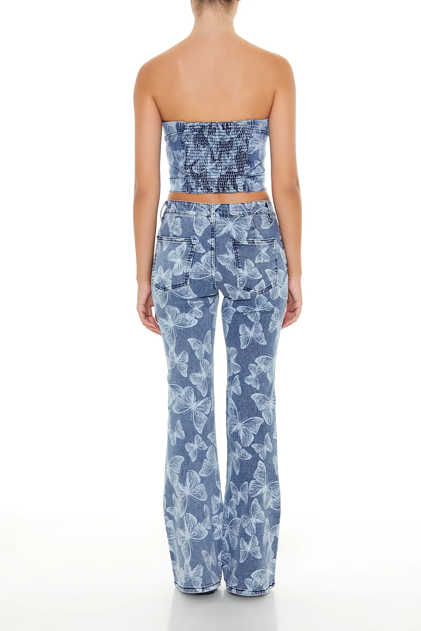Jean mi-taille à jambe évasée avec imprimé Papillon sold by Urban Planet product image thumbnail 3