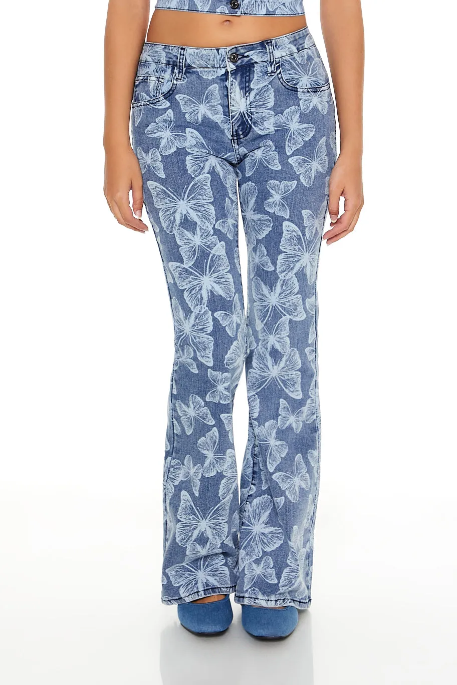 Jean mi-taille à jambe évasée avec imprimé Papillon sold by Urban Planet product image thumbnail 2