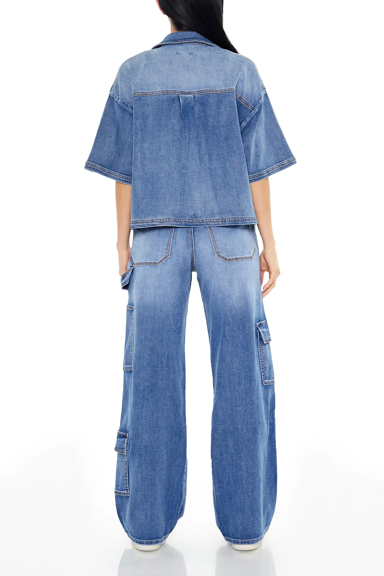 Jean cargo utilitaire à jambe large délavé à la pierre sold by Urban Planet product image thumbnail 3