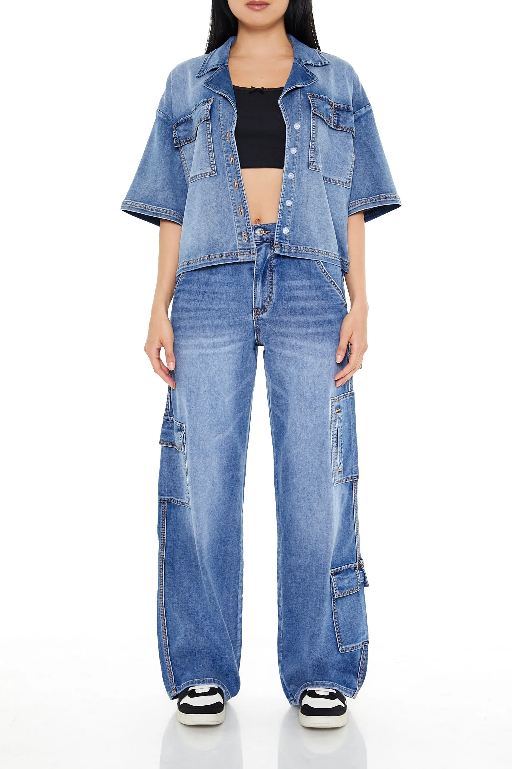 Jean cargo utilitaire à jambe large délavé à la pierre sold by Urban Planet