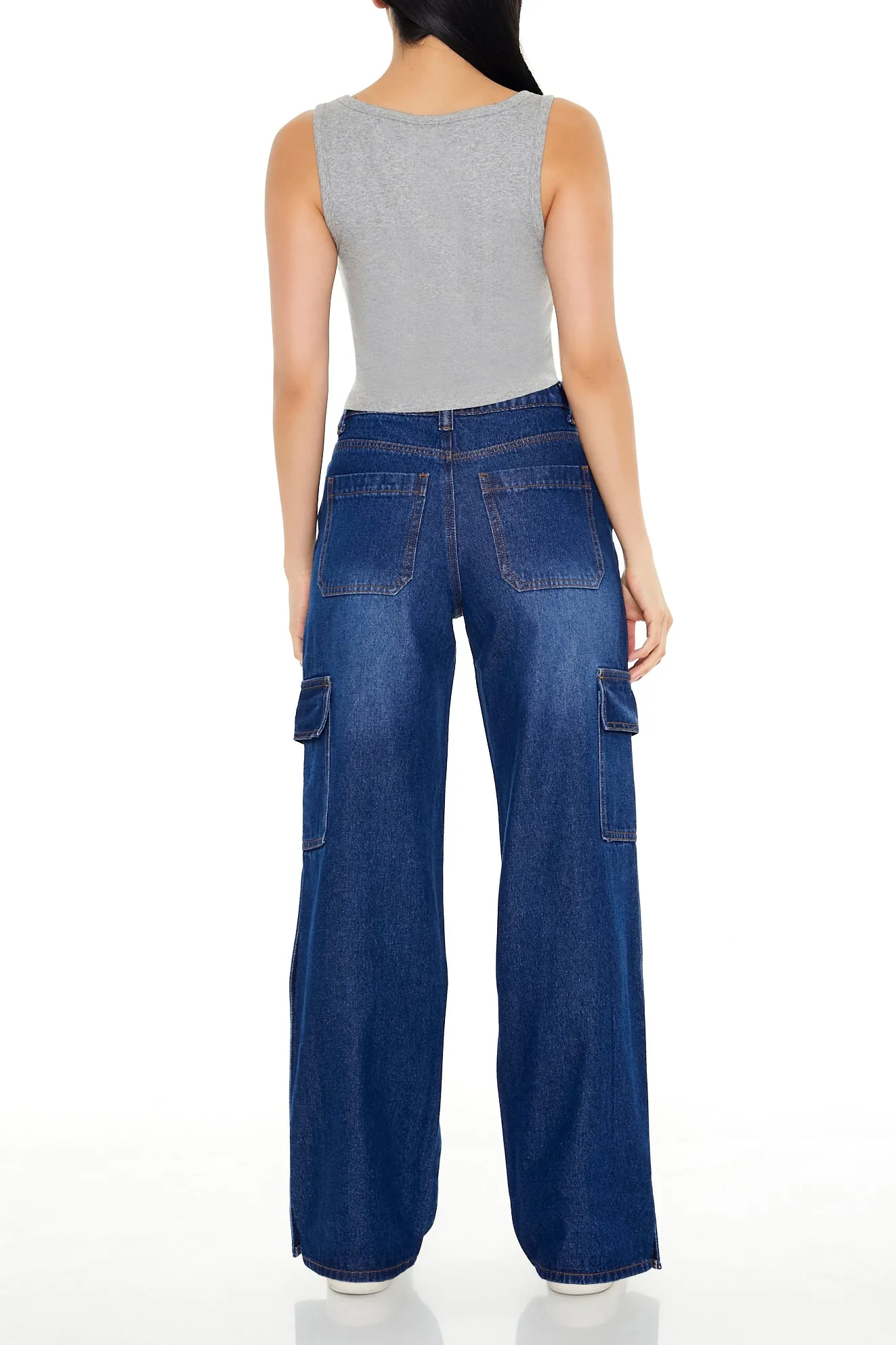 Jean cargo boutonné à jambe large et taille haute sold by Urban Planet product image thumbnail 3