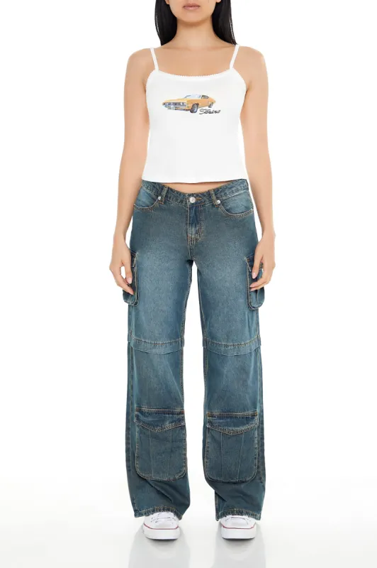 Jean cargo mi-taille à jambe large sold by Urban Planet