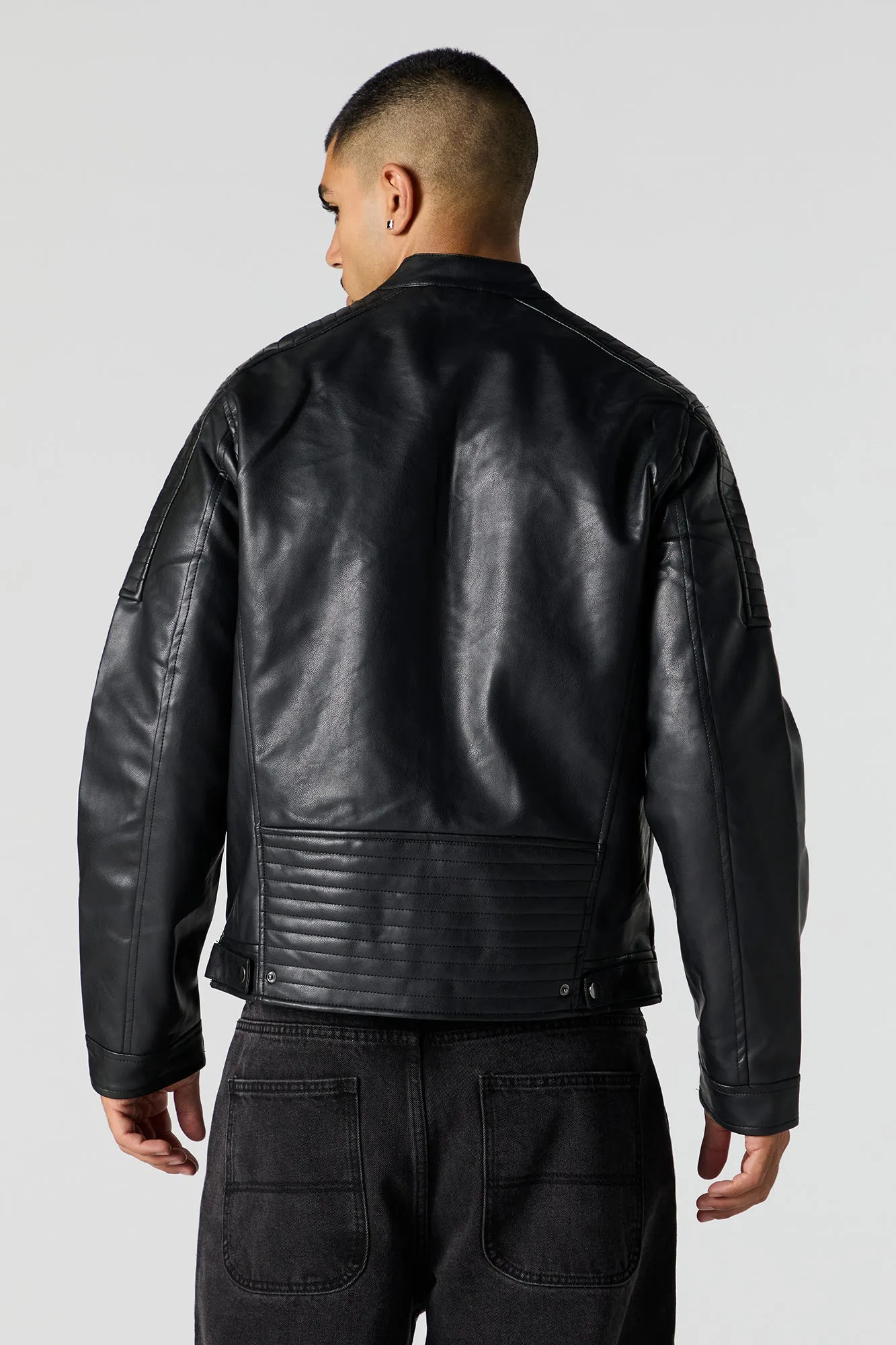 Faux Leather Contrast Moto Jacket sold by Urban Planet product image thumbnail 2