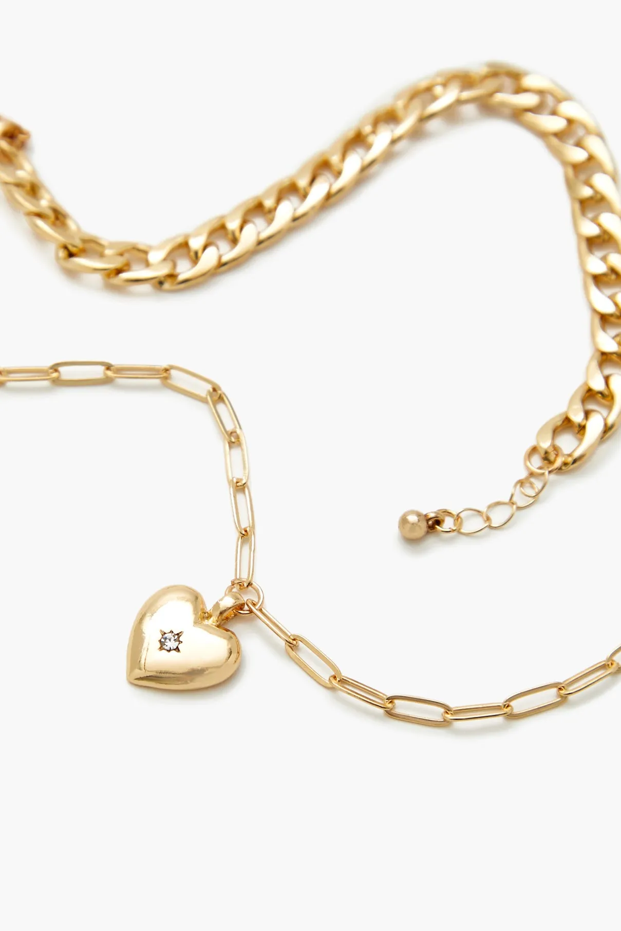 Rhinestone Heart Chain Bracelet Set (2 Pcs) sold by Urban Planet product image thumbnail 2