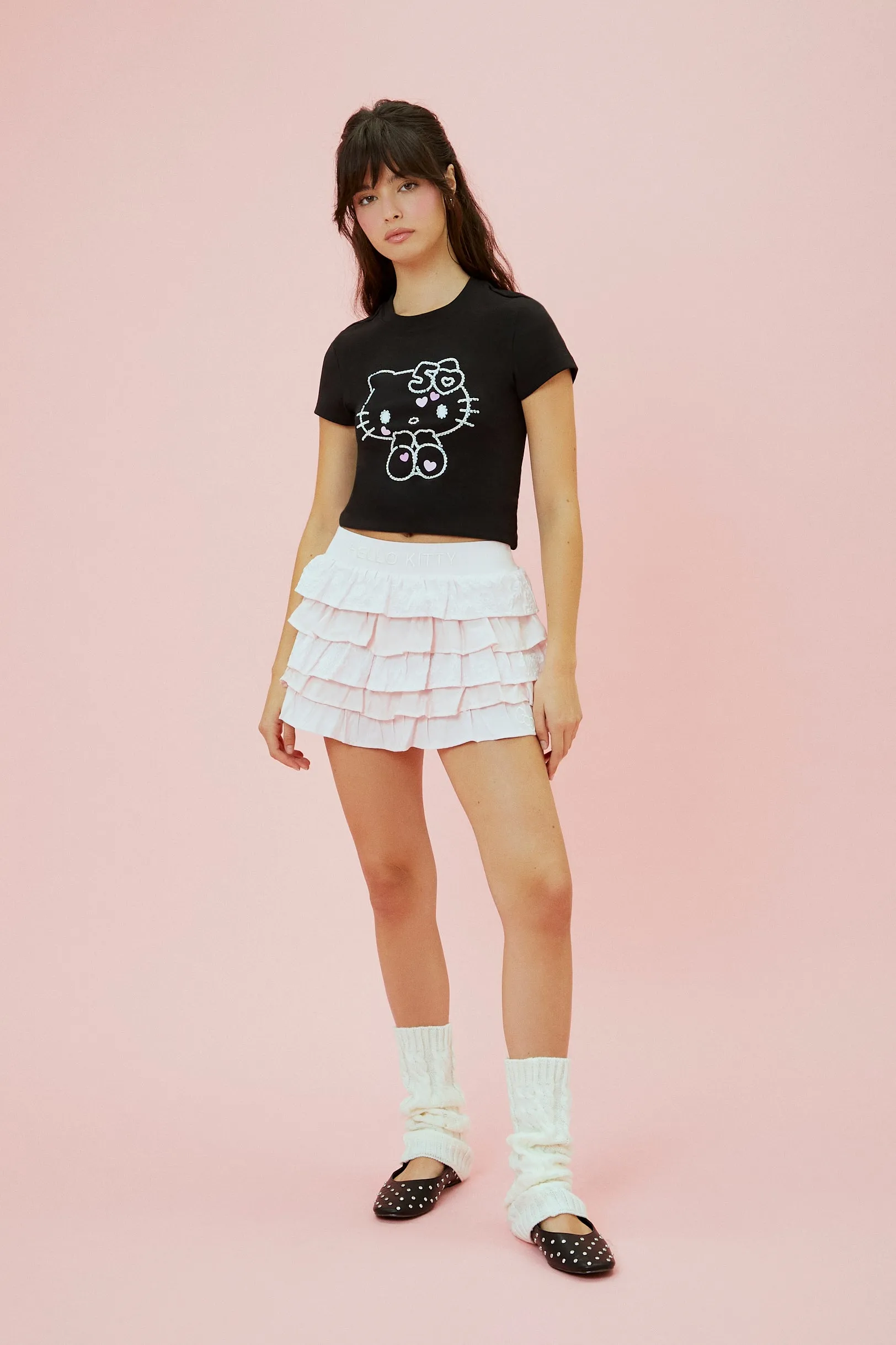 T-shirt ultracourt à imprimé Hello Kitty avec pierres du Rhin sold by Urban Planet product image thumbnail 2