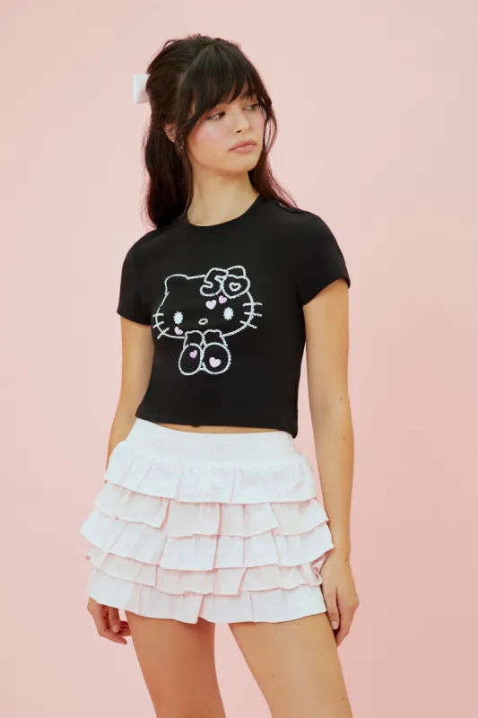 T-shirt ultracourt à imprimé Hello Kitty avec pierres du Rhin sold by Urban Planet