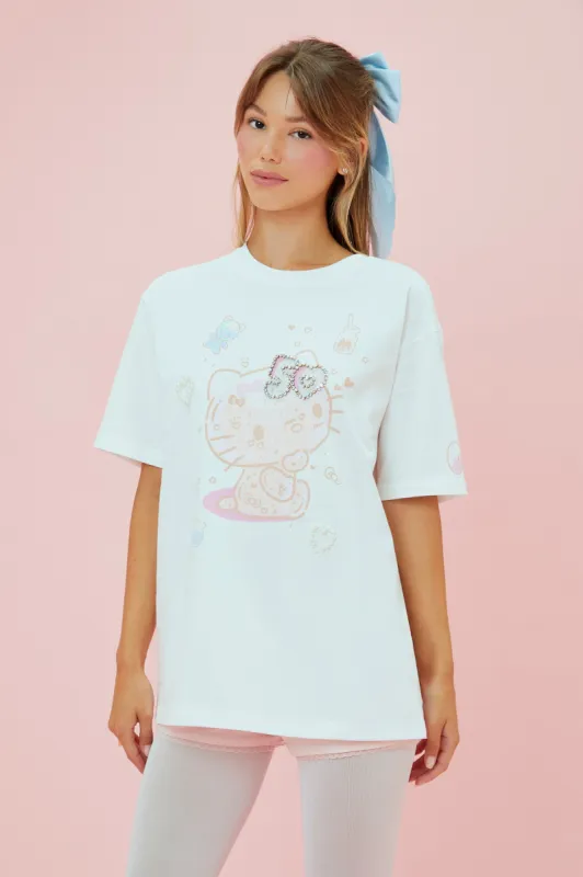 T-shirt à imprimé Hello Kitty avec pierres du Rhin sold by Urban Planet