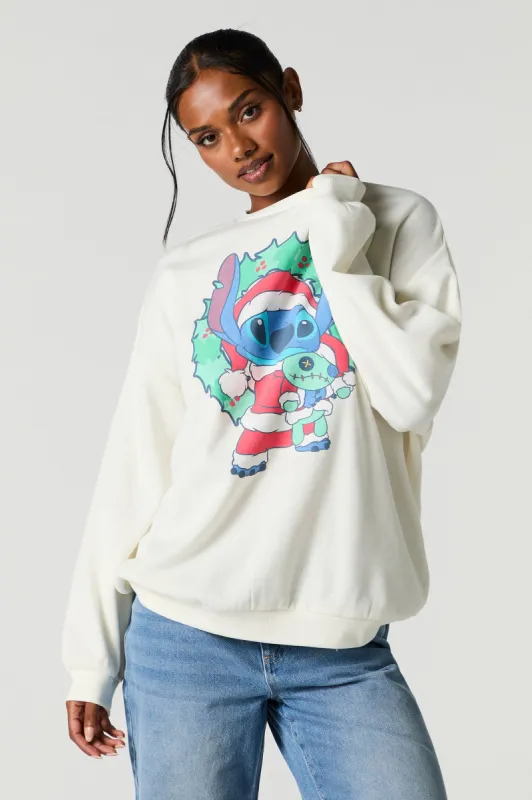 Santa Stitch Graphic Fleece Christmas Sweatshirt sold by Urban Planet