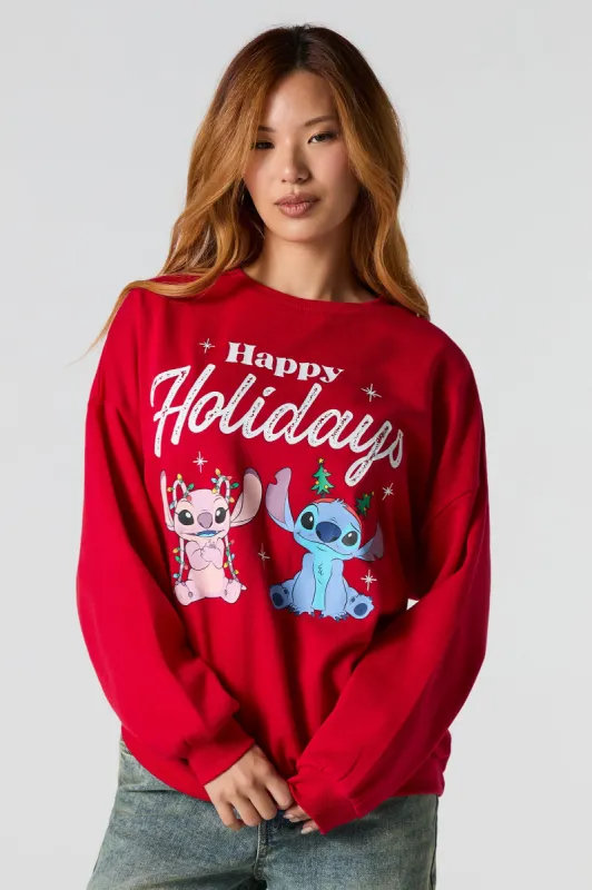 Stitch & Angel Graphic Fleece Christmas Sweatshirt sold by Urban Planet