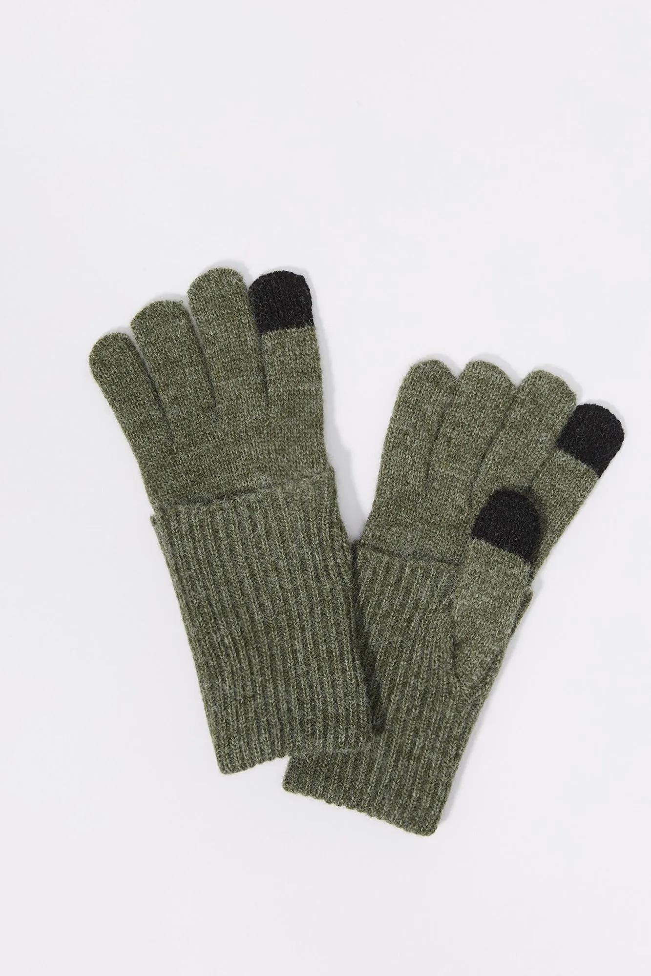 Ribbed Knit Overlay Touch Screen Gloves sold by Urban Planet