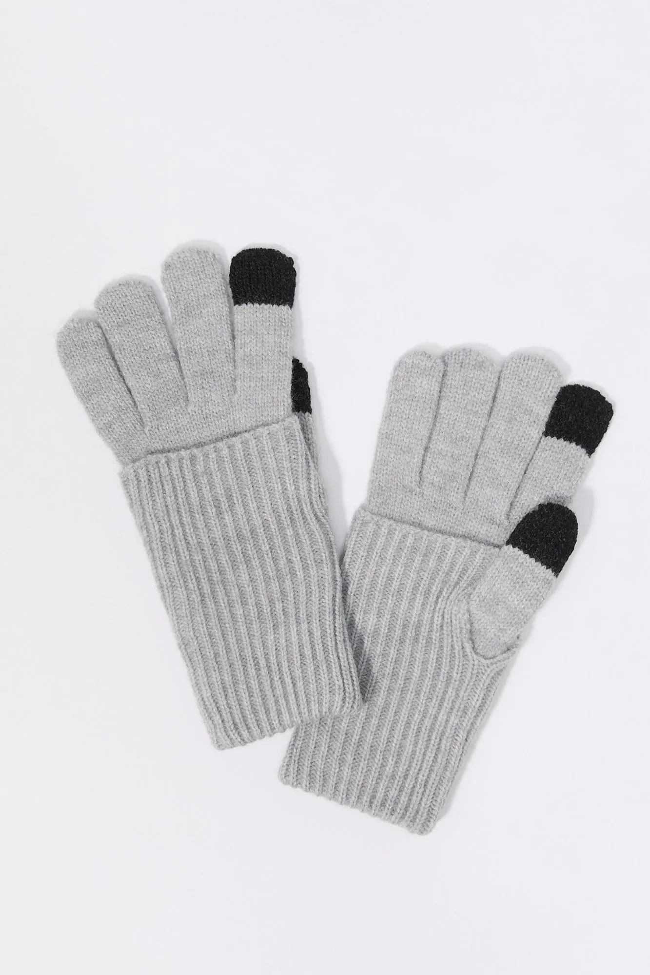 Ribbed Knit Overlay Touch Screen Gloves sold by Urban Planet product image thumbnail 5