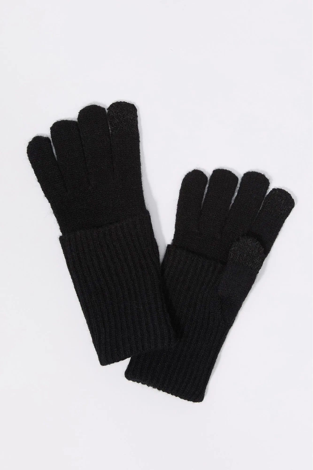 Ribbed Knit Overlay Touch Screen Gloves sold by Urban Planet product image thumbnail 3