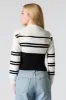 Colourblock Striped Knit Quarter Zip Sweater sold by Urban Planet