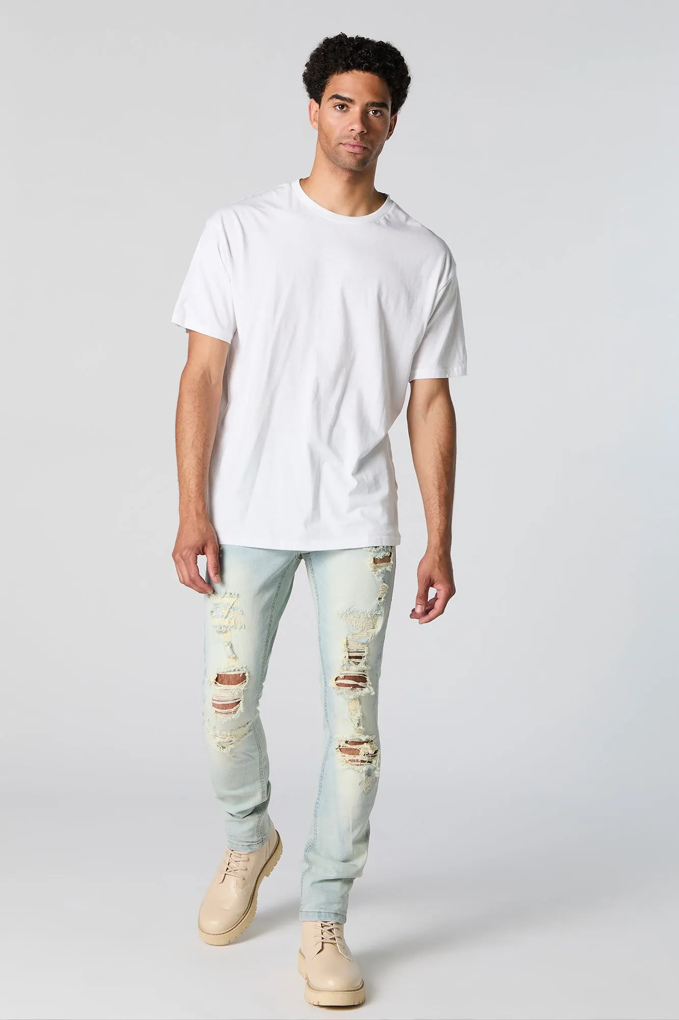 Light Wash Distressed Skinny Jean sold by Urban Planet product image thumbnail 2