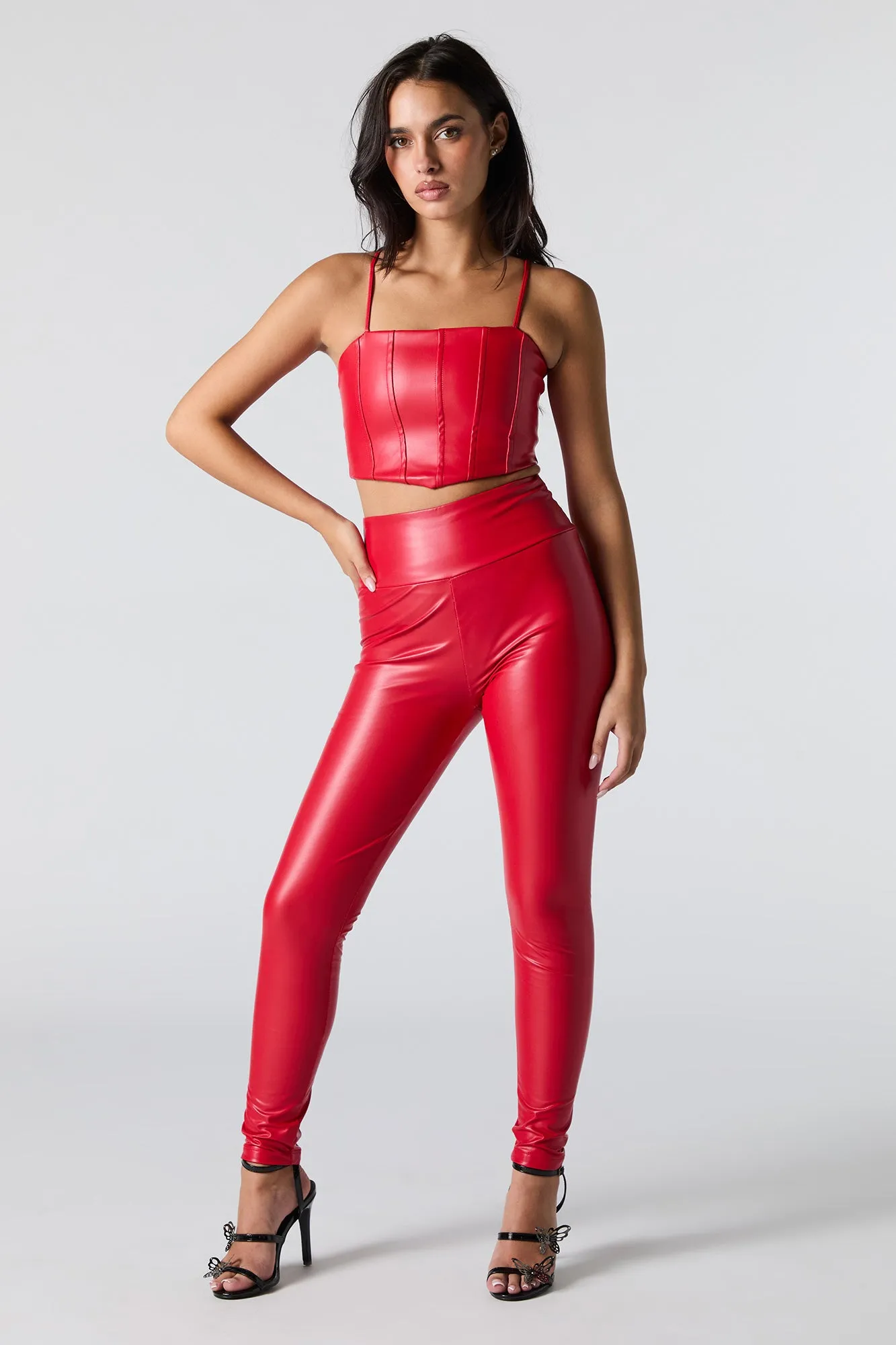 Faux Leather Cropped Corset Tank sold by Urban Planet product image thumbnail 3