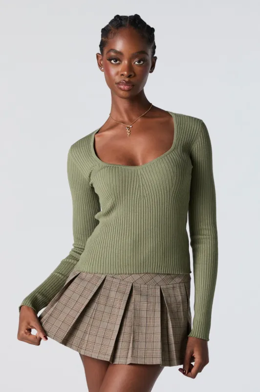 Ribbed Knit Sweetheart Sweater sold by Urban Planet