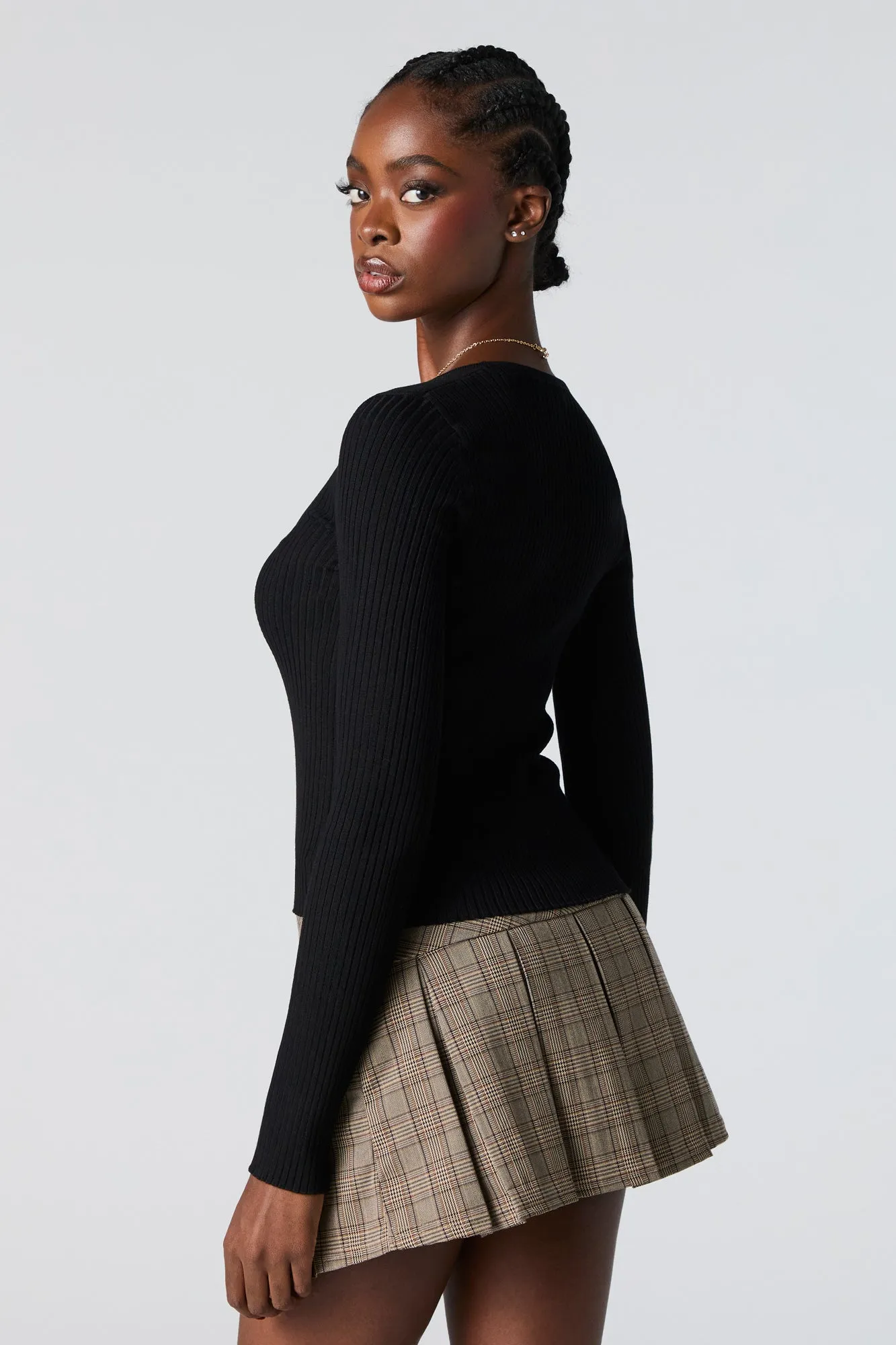 Ribbed Knit Sweetheart Sweater sold by Urban Planet product image thumbnail 5