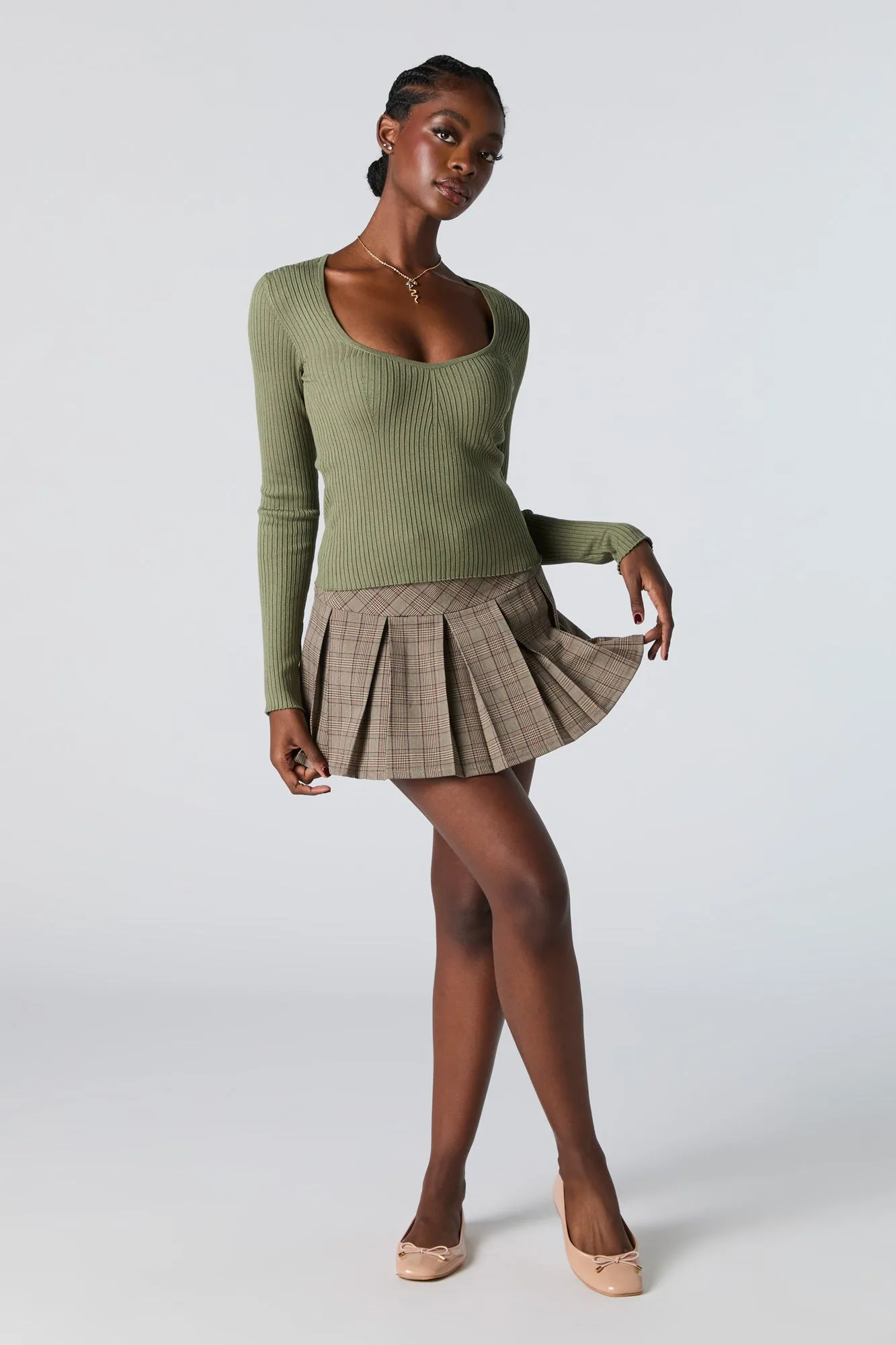 Ribbed Knit Sweetheart Sweater sold by Urban Planet product image thumbnail 3