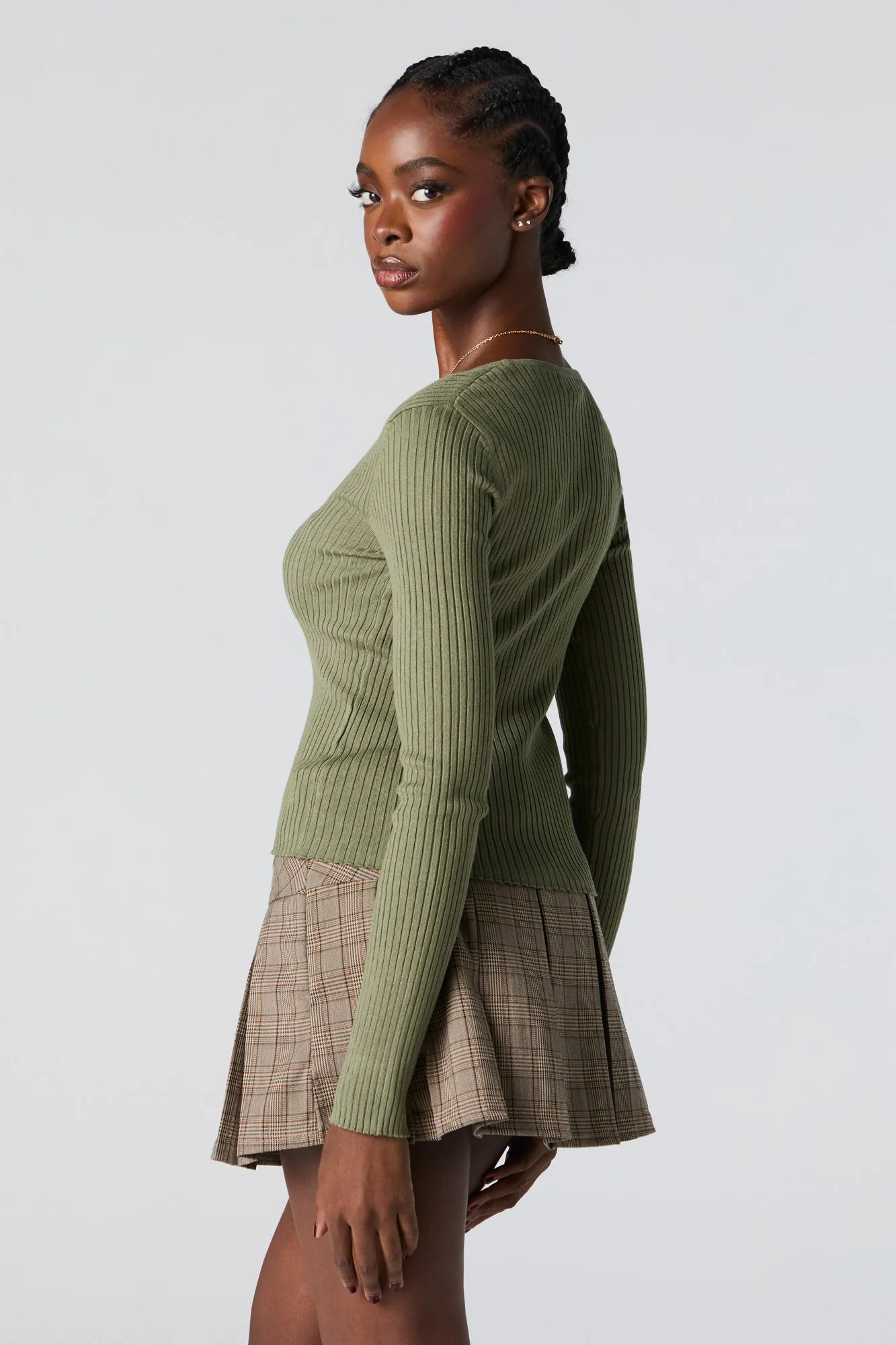 Chandail en tricot côtelé avec décolleté enco eur sold by Urban Planet product image thumbnail 2