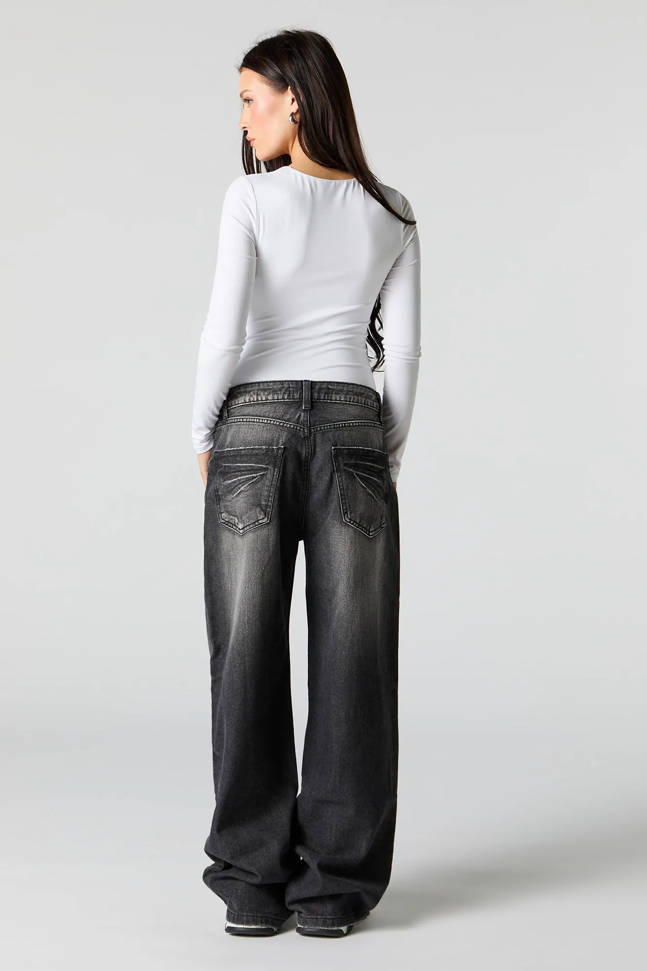 Black Vintage Wash Low Rise Skater Jean sold by Urban Planet product image thumbnail 3